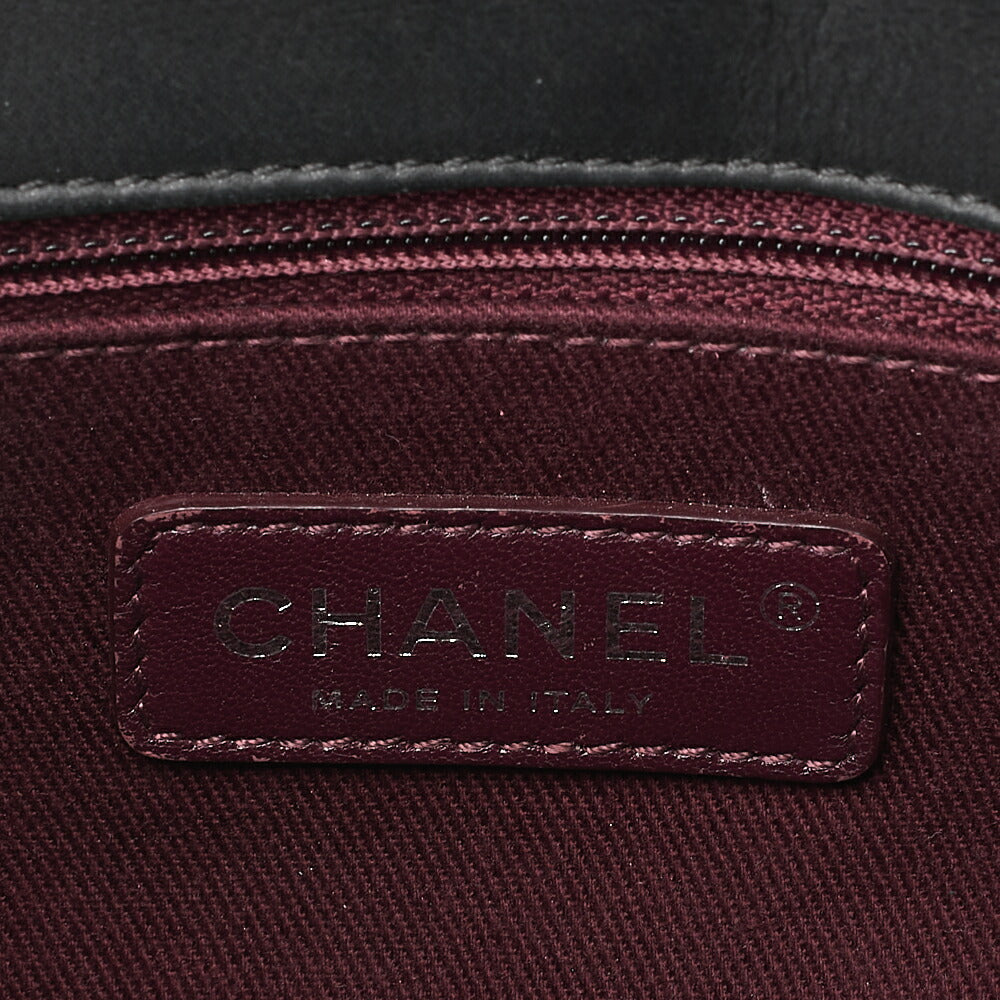 CHANEL Calfskin Matelasse Bicolore Full Flap Chain Shoulder Black Silver-Tone Hardware, Pre-Owned