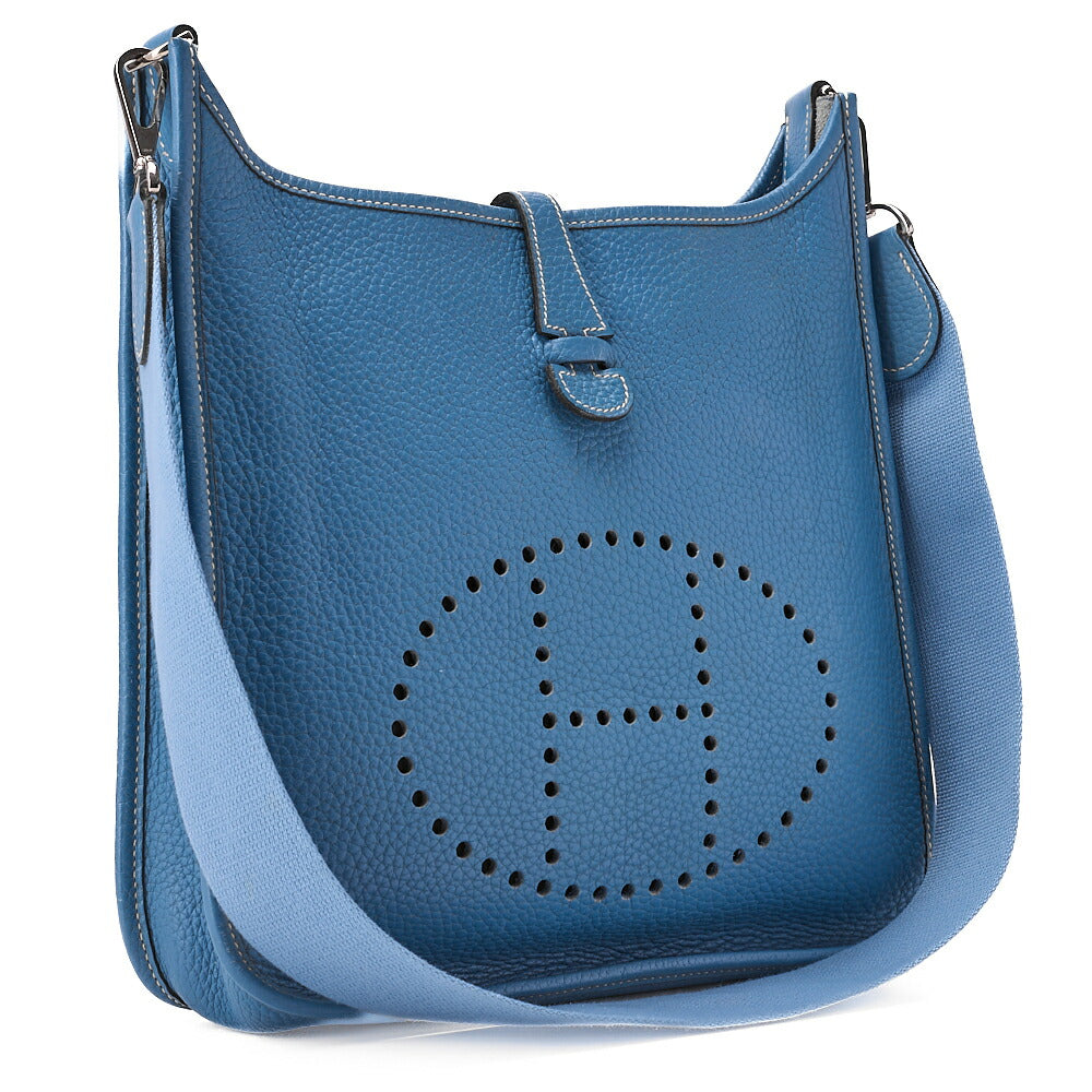 HERMES エヴリンPM 1 アン・トリオン クレマンス ショルダーバッグ ブルージーン シルバー金具 中古