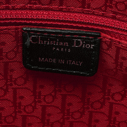 Dior Lady Dior Cannage Handbag Large Size 2way Shoulder Lambskin Silver-Tone Hardware, Pre-Owned