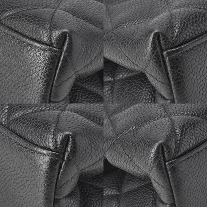 シャネル ハンドバッグ マトラッセ がま口 ココマーク キャビアスキン ブラック ゴールド金具 中古