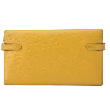 HERMES ケリーウォレット 3つ折り長財布 エプソン イエロー シルバー金具 中古品