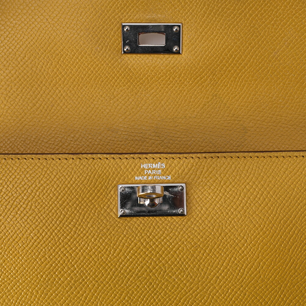 HERMES ケリーウォレット 3つ折り長財布 エプソン イエロー シルバー金具 中古品