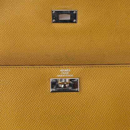 HERMES ケリーウォレット 3つ折り長財布 エプソン イエロー シルバー金具 中古品