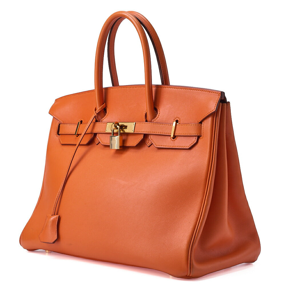 HERMES Birkin 35 Handbag Gulliver Orange Gold-Tone Hardware, Pre-Owned