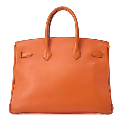 HERMES Birkin 35 Handbag Gulliver Orange Gold-Tone Hardware, Pre-Owned