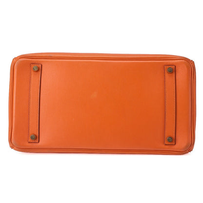 HERMES Birkin 35 Handbag Gulliver Orange Gold-Tone Hardware, Pre-Owned