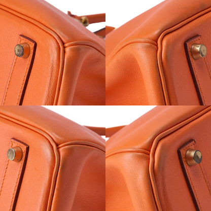 HERMES Birkin 35 Handbag Gulliver Orange Gold-Tone Hardware, Pre-Owned