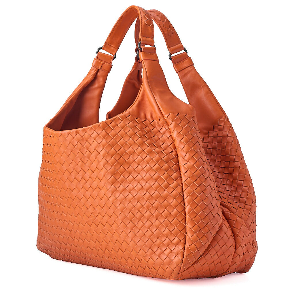 BOTTEGA VENETA Bottega Veneta Shoulder Bag Intrecciato Campana Lambskin Orange Black-Tone Hardware, Pre-Owned