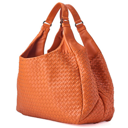 BOTTEGA VENETA Bottega Veneta Shoulder Bag Intrecciato Campana Lambskin Orange Black-Tone Hardware, Pre-Owned