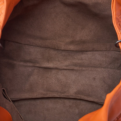 BOTTEGA VENETA Bottega Veneta Shoulder Bag Intrecciato Campana Lambskin Orange Black-Tone Hardware, Pre-Owned