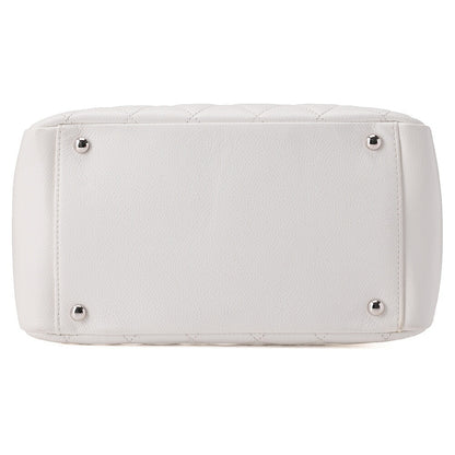 CHANEL Matelasse Double Chain Tote Bag PTT Caviar Skin White Silver-Tone Hardware, Pre-Owned