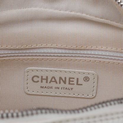 CHANEL Matelasse Double Chain Tote Bag PTT Caviar Skin White Silver-Tone Hardware, Pre-Owned