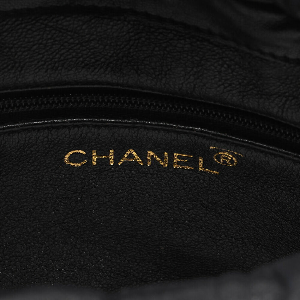 CHANEL Chain Shoulder Matelasse Fringe Drawstring Lambskin Black Gold-Tone Hardware, Pre-Owned