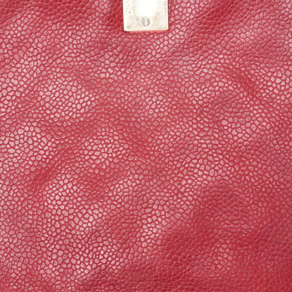シャネル ウエストバッグ マトラッセ ターンロック ラウンド キャビアスキン レッド ゴールド金具 中古