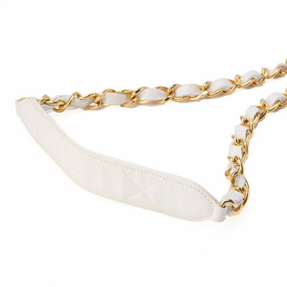 シャネル チェーンショルダーバッグ マトラッセ ビッグココ スクエア キャビアスキン 白 ゴールド金具 中古