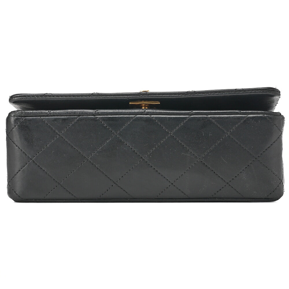 シャネル ラムスキン マトラッセ フル フラップ 19cm ターンロック チェーンショルダーバッグ 黒 ゴールド金具 中古