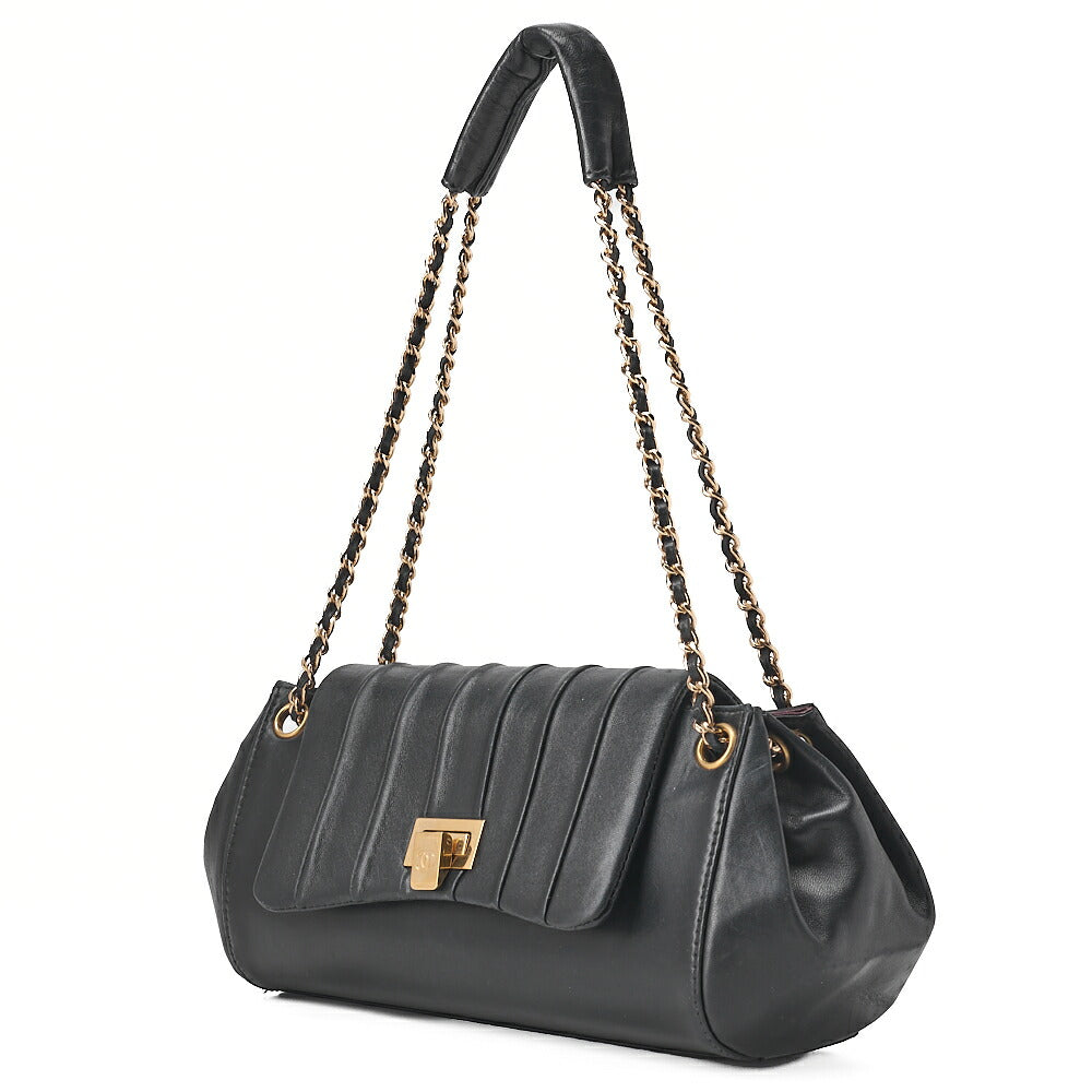 CHANEL Mademoiselle Coco Mark Turnlock Chain Shoulder Lambskin Black Gold-Tone Hardware, Pre-Owned