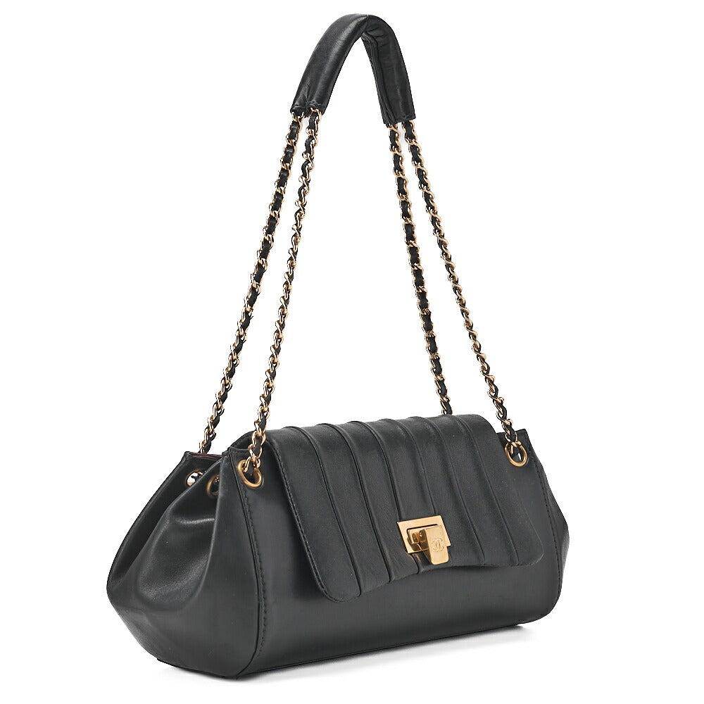 CHANEL Mademoiselle Coco Mark Turnlock Chain Shoulder Lambskin Black Gold-Tone Hardware, Pre-Owned