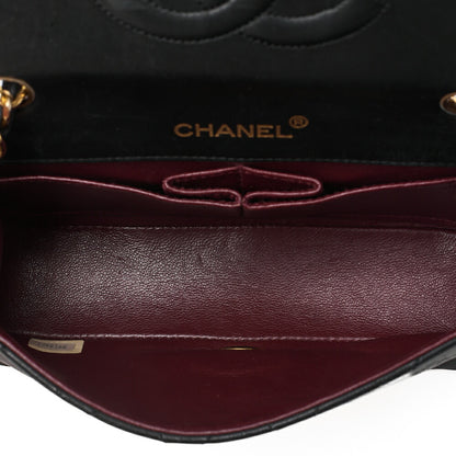 シャネル ラムスキン マトラッセ フル フラップ チェーン ショルダーバッグ ブラック ゴールド金具 中古品