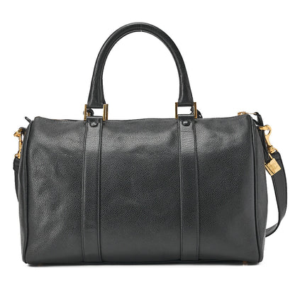 シャネル キャビアスキン ココマーク 2WAY ショルダーバッグ ボストン 黒 ゴールド金具 中古品