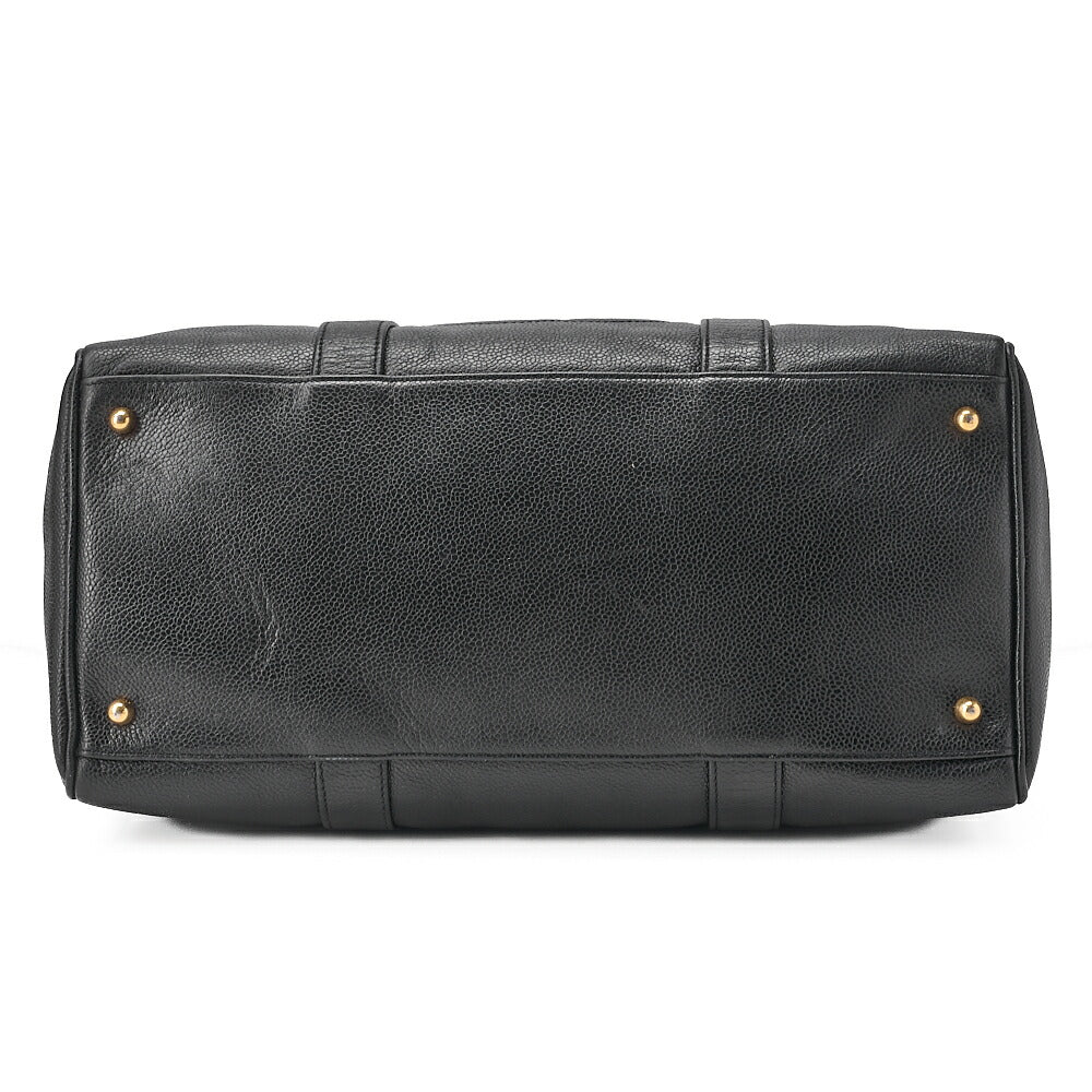 シャネル キャビアスキン ココマーク 2WAY ショルダーバッグ ボストン 黒 ゴールド金具 中古品