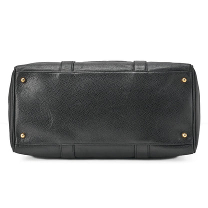 シャネル キャビアスキン ココマーク 2WAY ショルダーバッグ ボストン 黒 ゴールド金具 中古品