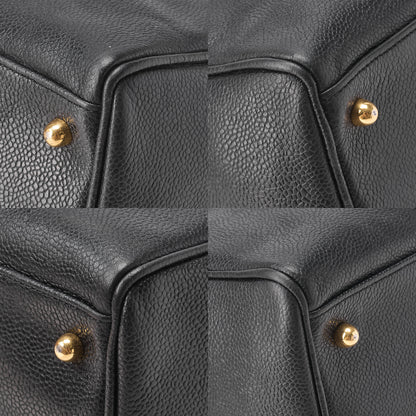 シャネル キャビアスキン ココマーク 2WAY ショルダーバッグ ボストン 黒 ゴールド金具 中古品