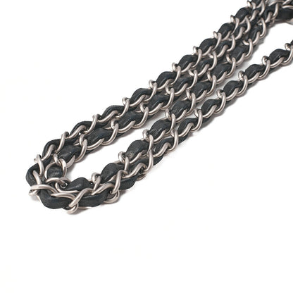 シャネル チョコバー 2.55 マルチポケット チェーンショルダー ラムスキン 黒 シルバー金具 中古