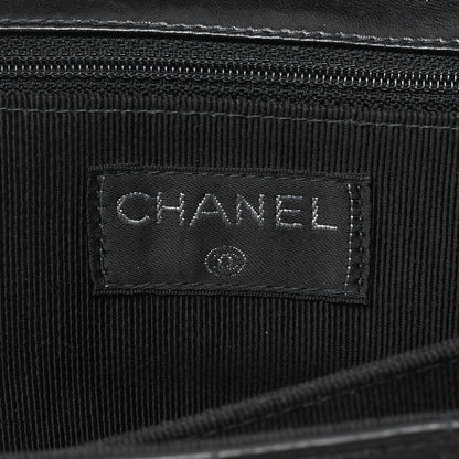 シャネル チョコバー 2.55 マルチポケット チェーンショルダー ラムスキン 黒 シルバー金具 中古