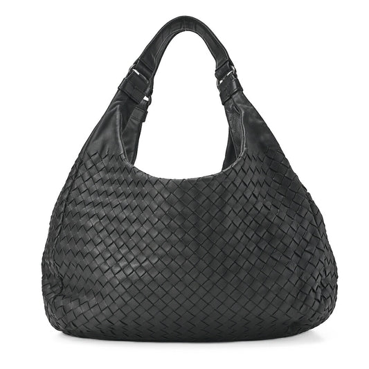 BOTTEGA VENETA Bottega Veneta Shoulder Bag Intrecciato Campana Lambskin Black Black-Tone Hardware, Pre-Owned