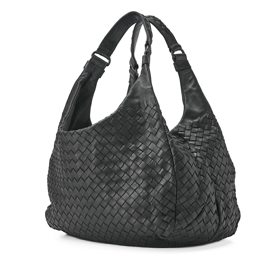 BOTTEGA VENETA Bottega Veneta Shoulder Bag Intrecciato Campana Lambskin Black Black-Tone Hardware, Pre-Owned