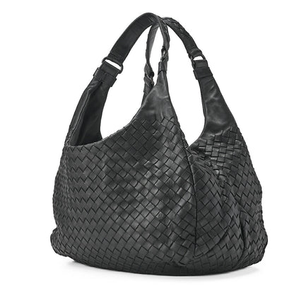 BOTTEGA VENETA Bottega Veneta Shoulder Bag Intrecciato Campana Lambskin Black Black-Tone Hardware, Pre-Owned