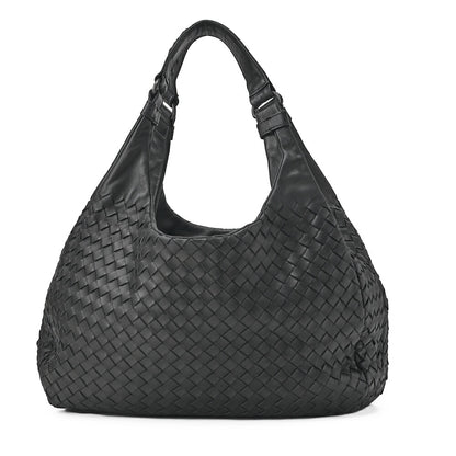 BOTTEGA VENETA Bottega Veneta Shoulder Bag Intrecciato Campana Lambskin Black Black-Tone Hardware, Pre-Owned