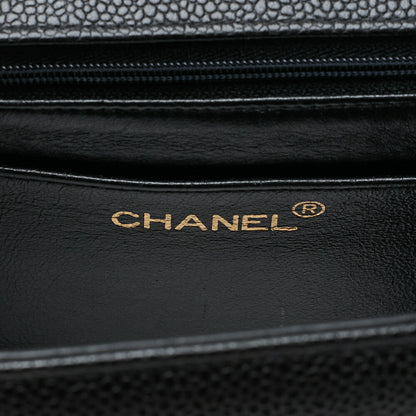 シャネル マドモアゼル シングルフラップ ビッグココ ハンドバッグ キャビアスキン 黒 ゴールド金具 中古