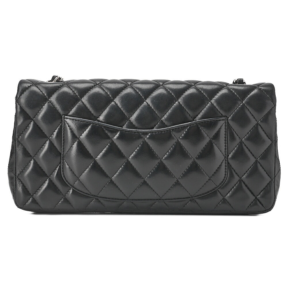CHANEL Lambskin Matelasse 25cm Single Flap Chain Shoulder Black Silver-Tone Hardware, Pre-Owned
