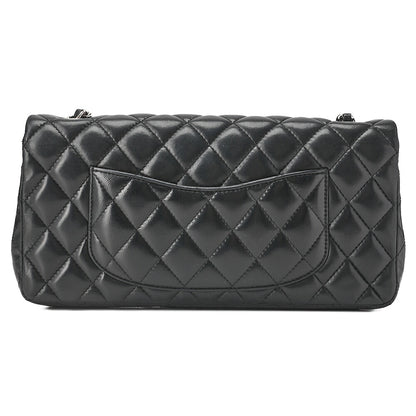 CHANEL Lambskin Matelasse 25cm Single Flap Chain Shoulder Black Silver-Tone Hardware, Pre-Owned