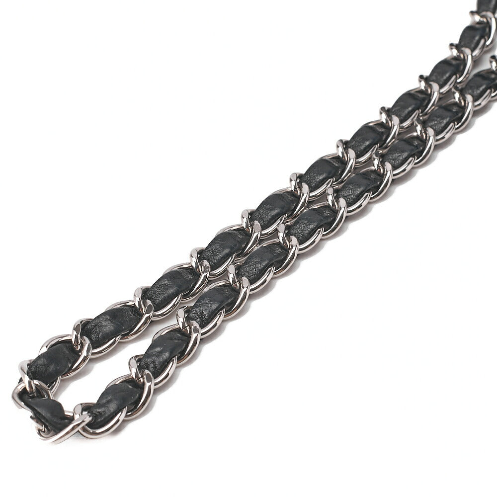 CHANEL Lambskin Matelasse 25cm Single Flap Chain Shoulder Black Silver-Tone Hardware, Pre-Owned