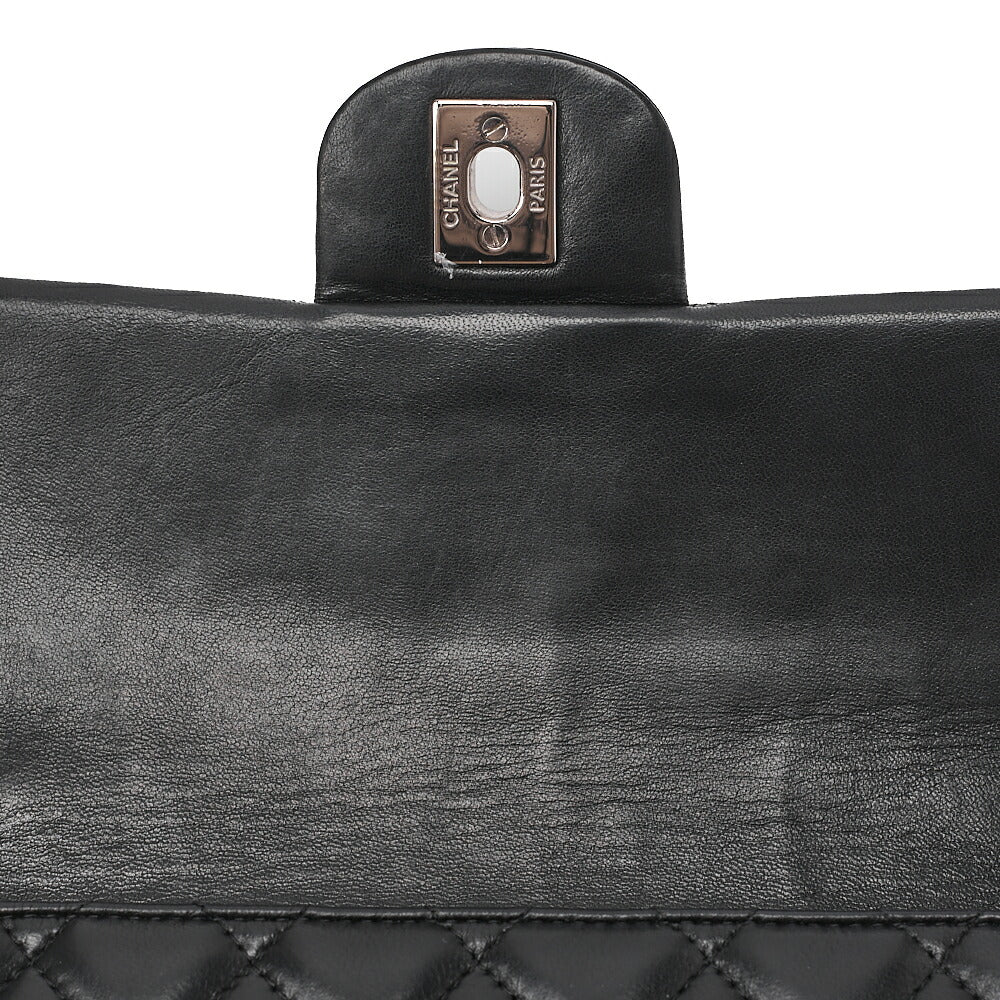 CHANEL Lambskin Matelasse 25cm Single Flap Chain Shoulder Black Silver-Tone Hardware, Pre-Owned