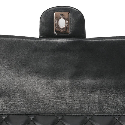 CHANEL Lambskin Matelasse 25cm Single Flap Chain Shoulder Black Silver-Tone Hardware, Pre-Owned