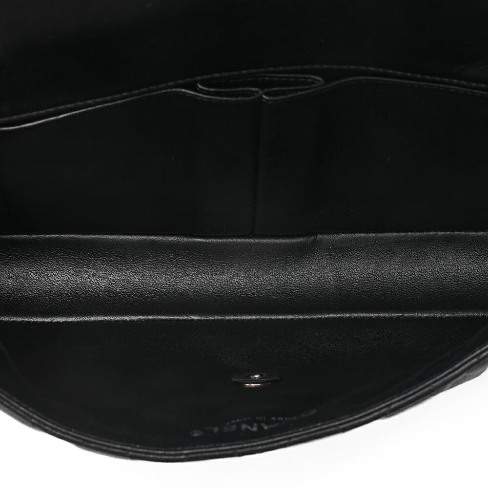 CHANEL Lambskin Matelasse 25cm Single Flap Chain Shoulder Black Silver-Tone Hardware, Pre-Owned