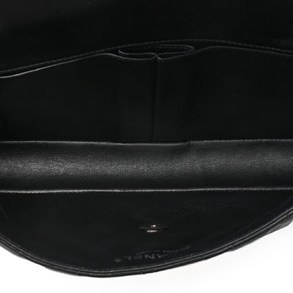 CHANEL Lambskin Matelasse 25cm Single Flap Chain Shoulder Black Silver-Tone Hardware, Pre-Owned