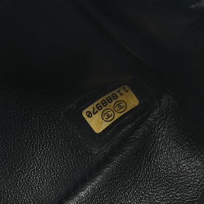 CHANEL Lambskin Matelasse 25cm Single Flap Chain Shoulder Black Silver-Tone Hardware, Pre-Owned