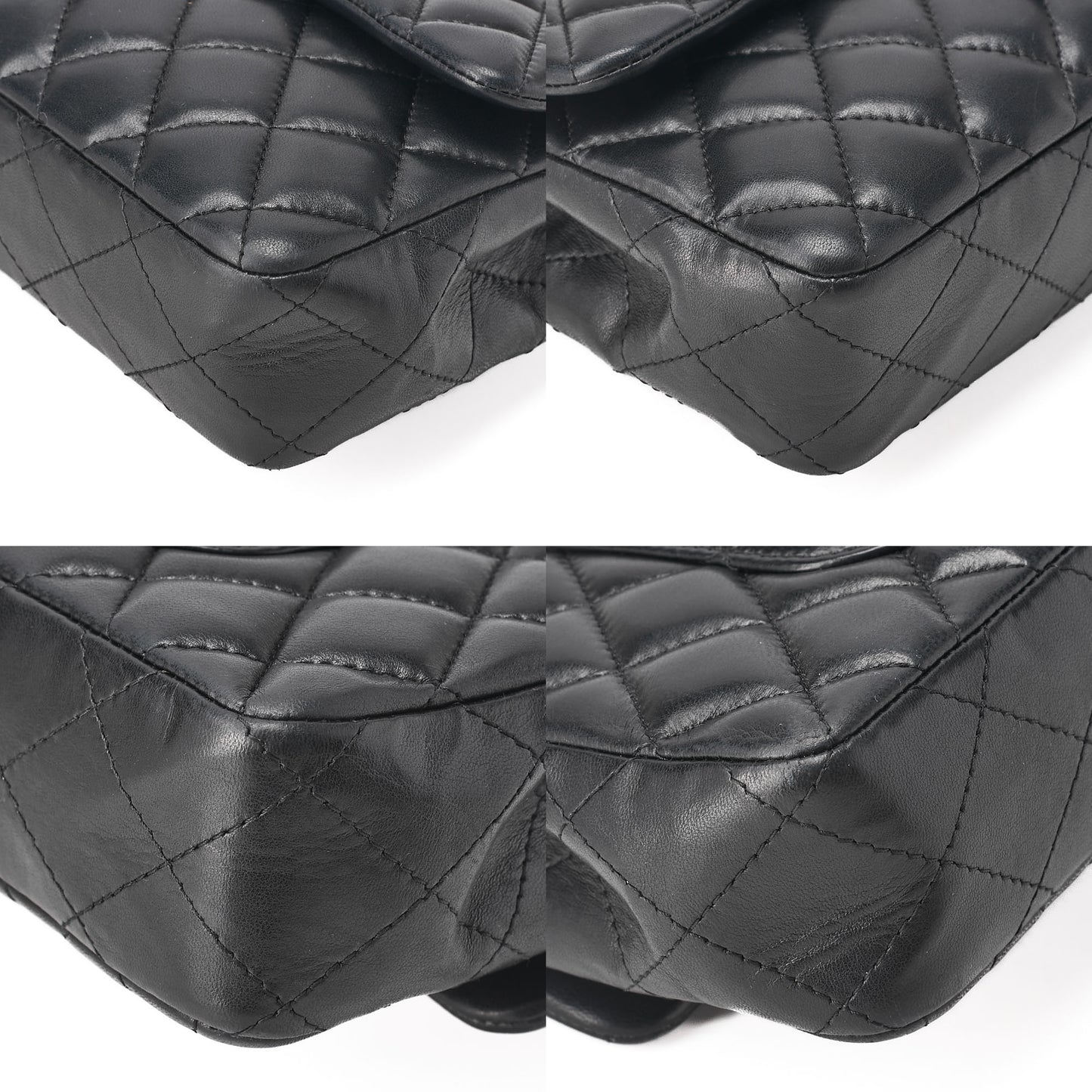 CHANEL Lambskin Matelasse 25cm Single Flap Chain Shoulder Black Silver-Tone Hardware, Pre-Owned