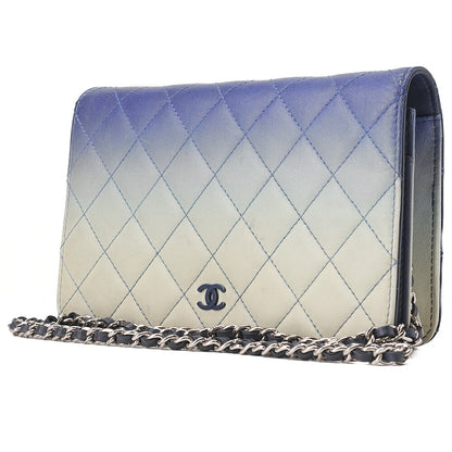 シャネル マトラッセ グラデーション チェーンウォレット ラムスキン マルチカラー シルバー金具 中古品