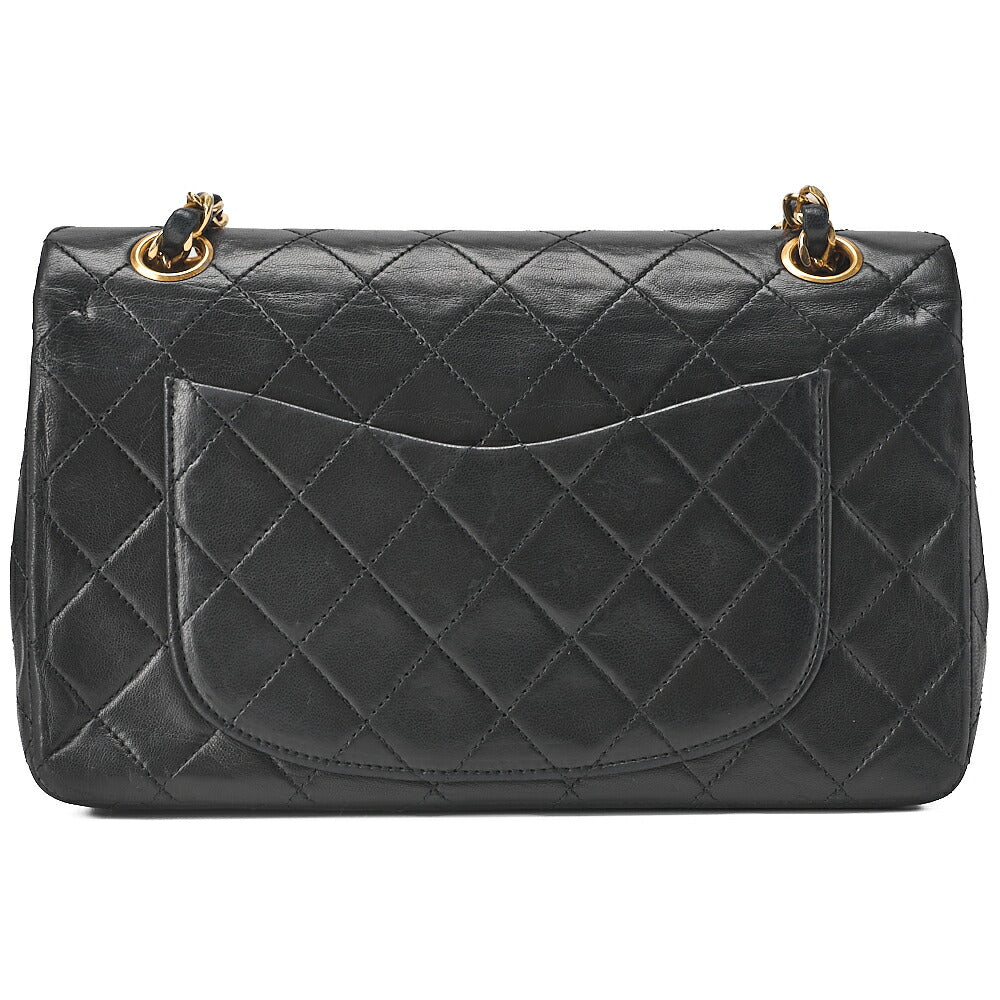 CHANEL チェーンショルダーバッグ マトラッセ23cm ダブルフラップ ラムスキン ブラック ゴールド金具, 中古品