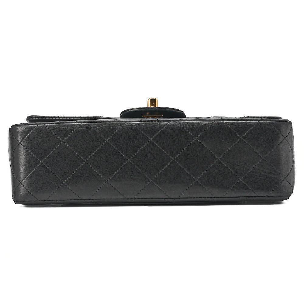 CHANEL チェーンショルダーバッグ マトラッセ23cm ダブルフラップ ラムスキン ブラック ゴールド金具, 中古品