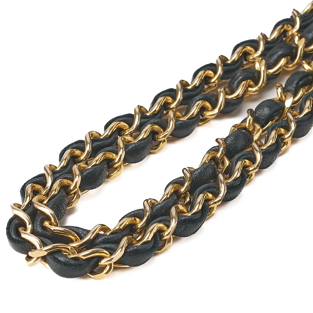 CHANEL チェーンショルダーバッグ マトラッセ23cm ダブルフラップ ラムスキン ブラック ゴールド金具, 中古品