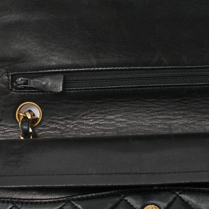 CHANEL チェーンショルダーバッグ マトラッセ23cm ダブルフラップ ラムスキン ブラック ゴールド金具, 中古品