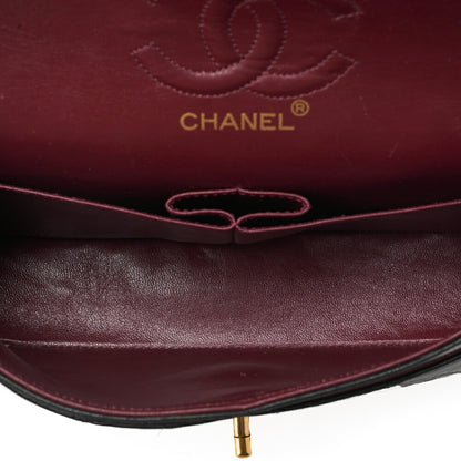 CHANEL チェーンショルダーバッグ マトラッセ23cm ダブルフラップ ラムスキン ブラック ゴールド金具, 中古品