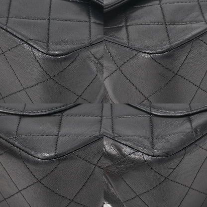 CHANEL チェーンショルダーバッグ マトラッセ23cm ダブルフラップ ラムスキン ブラック ゴールド金具, 中古品